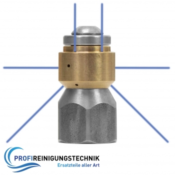 ST-49.1 Rotationsdüse mit 3 Frontbohrungen / 2 seitliche Bohrungen / 1/4" Innengewinde / Durchmesser 19mm / Max. 250 Bar